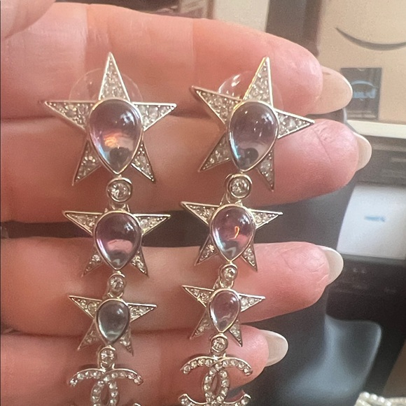 Silver and Pink Star Earrings - Picture 4 of 8